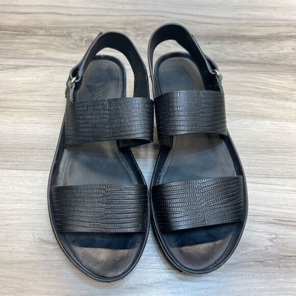 Vince Marett Leather Platform Ankle Strap Sandals Black Size 7.5 - Picture 6 of 11